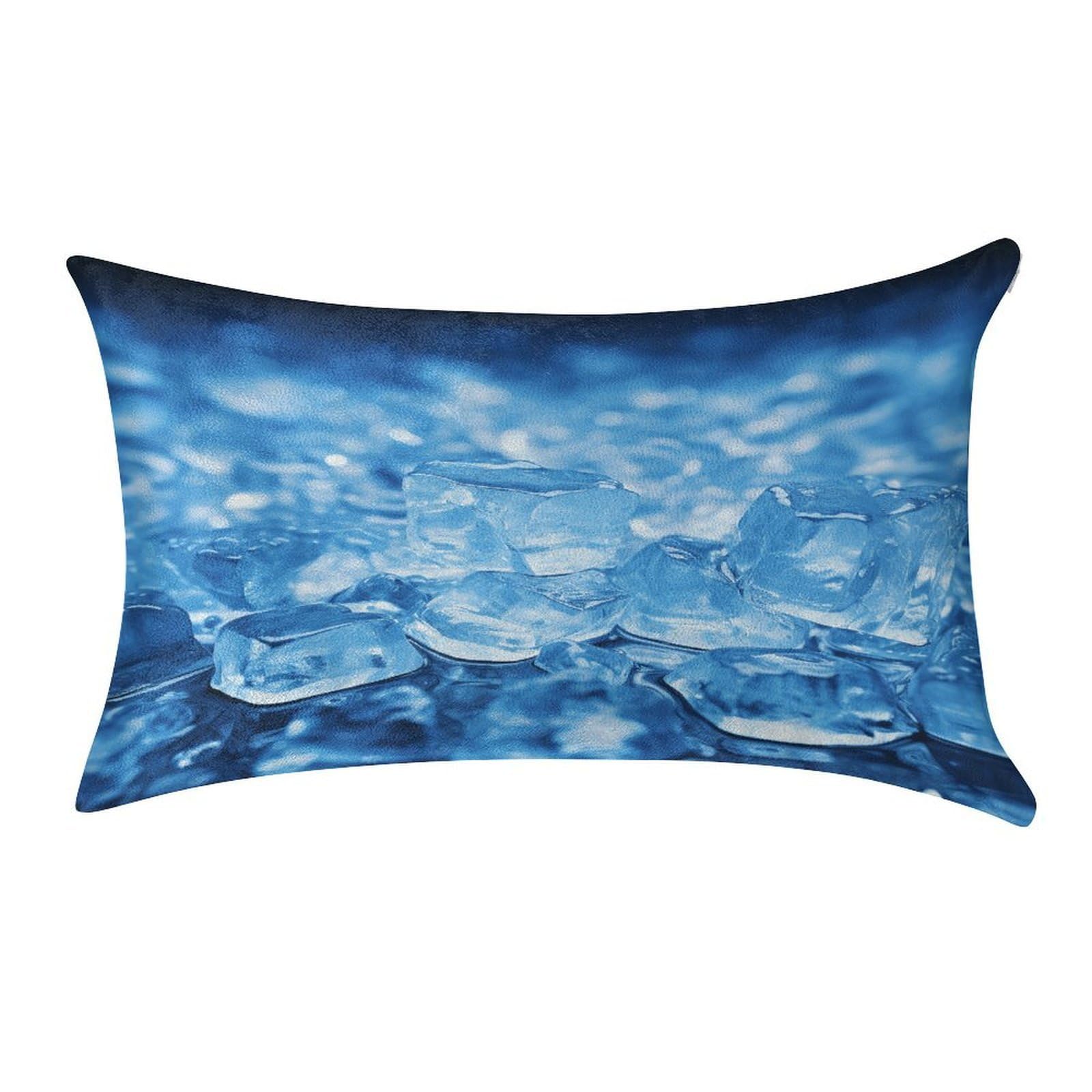 VstaDank Blue Ice Cube Background Throw Pillow Cover 12"×20" Ultra Soft Pillowcase Cozy Lumbar Pillow Shell Gold Velvet Exquisite Decorative Cushion Sham Protector for Couch Sofa Bedroom