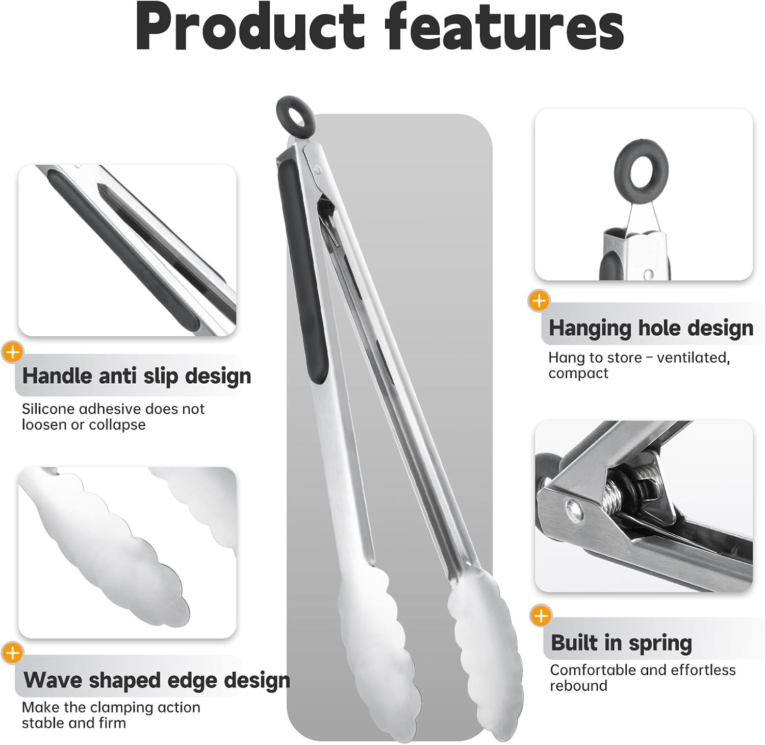 Tongs Compatible with Blackstone Griddle, Kitchen Tongs Stainless Steel