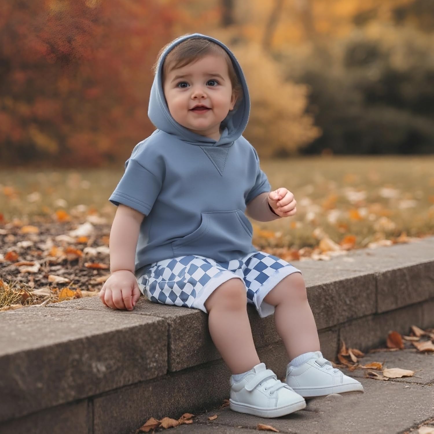 LIOMENGZI Toddler Baby Boy Summer Hooded Outfit Funny Contrast Short Shirt Shorts Infant 6 12 18 Months Clothes Summer 2T 3T - Image 2