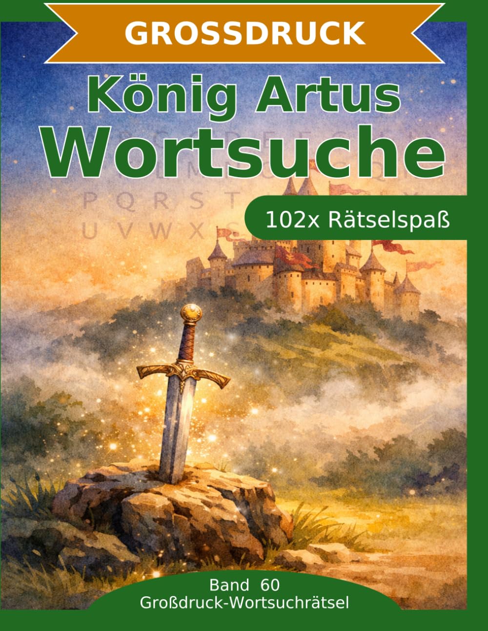 König Artus — Wortsuche in Großdruck: 102 Wortsuchrätsel mit extra großer Schrift | Gehirnjogging König Artus | Geschenkidee für Oma & Opa