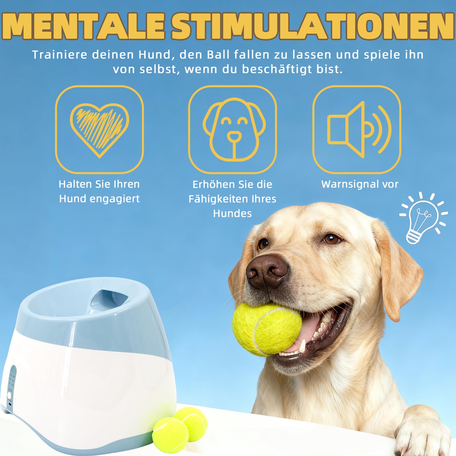 Hundeballwurfmaschine, Hundeballwurfmaschine mit 6 Tennisbällen, interaktives elektrisches Spielzeug für kleine Hunde, Indoor und Outdoor Hundetennisballwurfmaschine