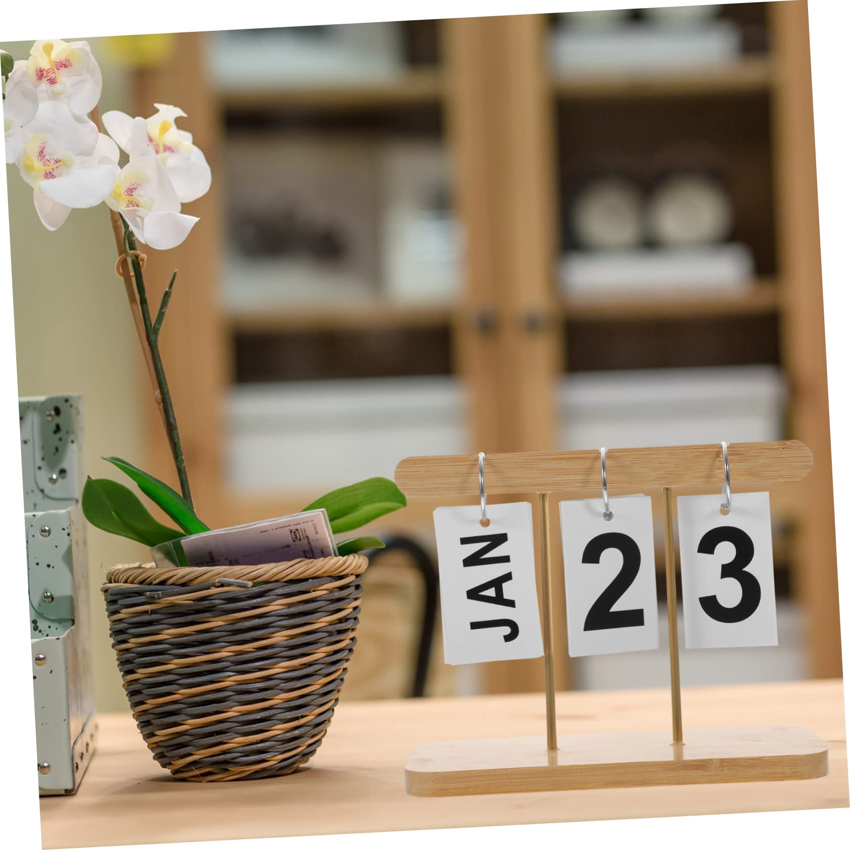 Lurrose 5stücke Rustikaler Holz-tischkalender Mit -design Immerwährender Kalender Für Büro Und Zuhause Kreative Desktop-dekoration Geschenkidee Für Freunde Und Familie