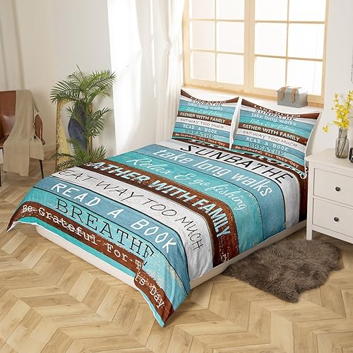 Miniatura 4 de Erosebridal Funda de edredón de tamaño matrimonial, juego de ropa de cama con temática de casa de lago para niños y niñas, funda de edredón retro de