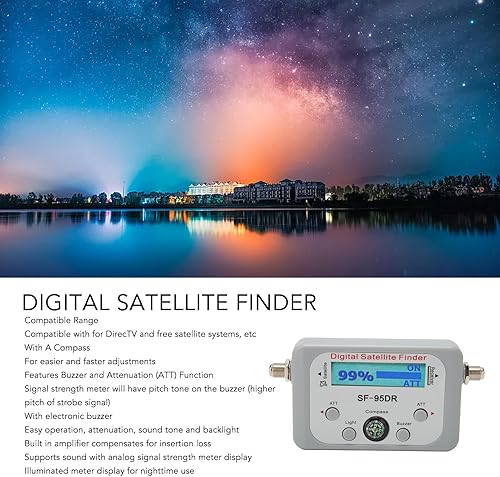 Miniatura 6 de Medidor de satélite digital, medidor de satélite con función de zumbador ATT de 950 a 2150 MHz con medidor de fuerza para DirecTV