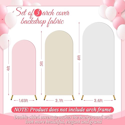 Miniatura 3 de Buryeah Juego de 3 fundas de arco de fondo elástico de 6 pies, 5 pies, 4 pies, de elastano, ajustada, cubierta de arco de 2 caras, cubierta de arco