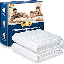 Premium 100% Waterproof Queen Mattress Protector Breathable Cooling Bamboo 3D Air Fabric Mattress Cover Smooth Soft Hypoallergenic Noiseless Bed Cover Machine Washable Vinyl Free, 8-21'' Deep Pocket