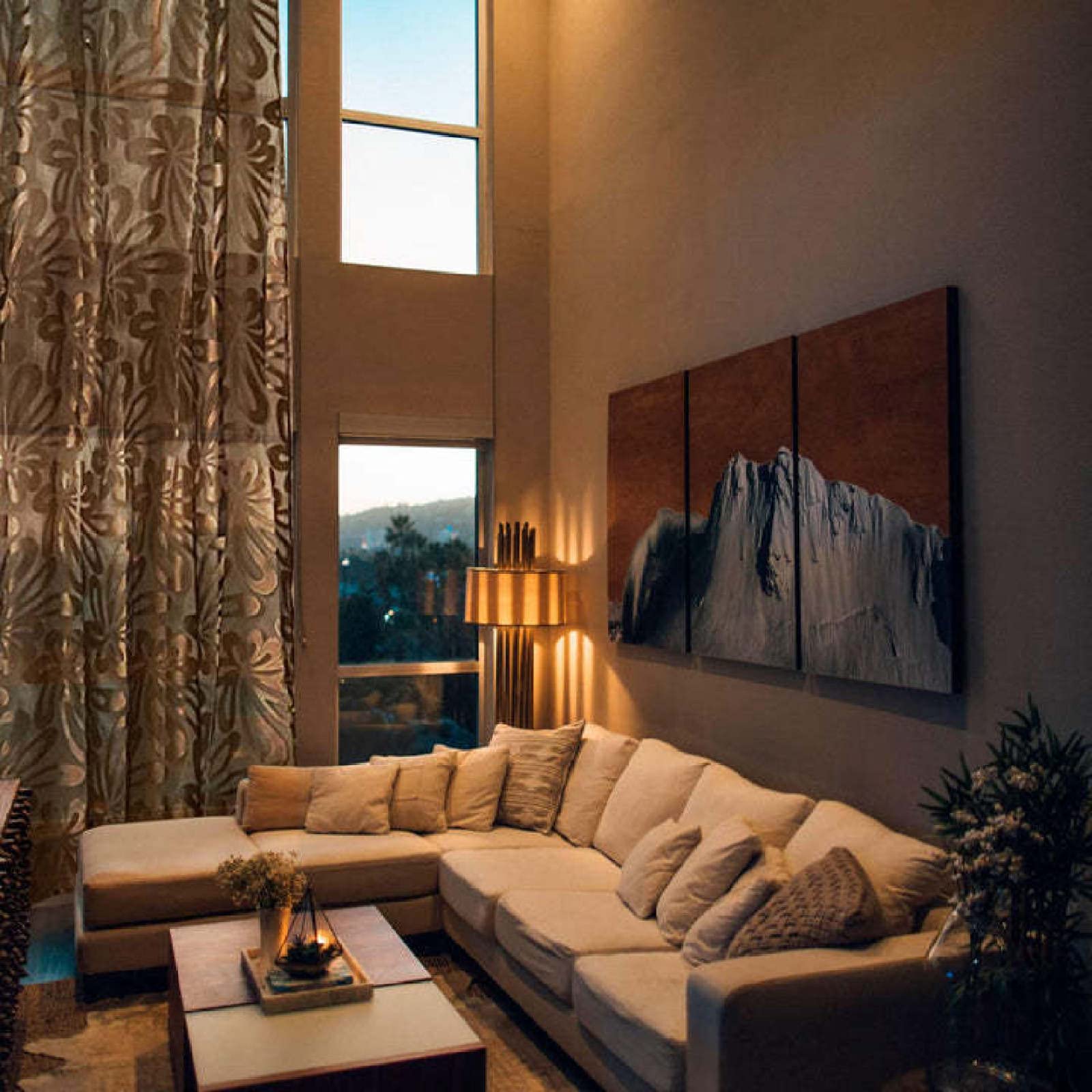 European Palm Jacquard Gardinen Gardinen Set Mit 2 Gardinen Gardinen Für Wohnzimmer Und Schlafzimmer,Braun,L200*H270 cm