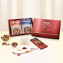 PUREHEART Rakhi Gift Hamper of Natural Fruit & Nut Nutmix, Sweet & Salt Nutmix (80g, each), Cadbury Bournville Dark Chocolate with Rakhi for Brother, Gift Card, Pooja Rice, Kumkum, Dry Fruits Gift