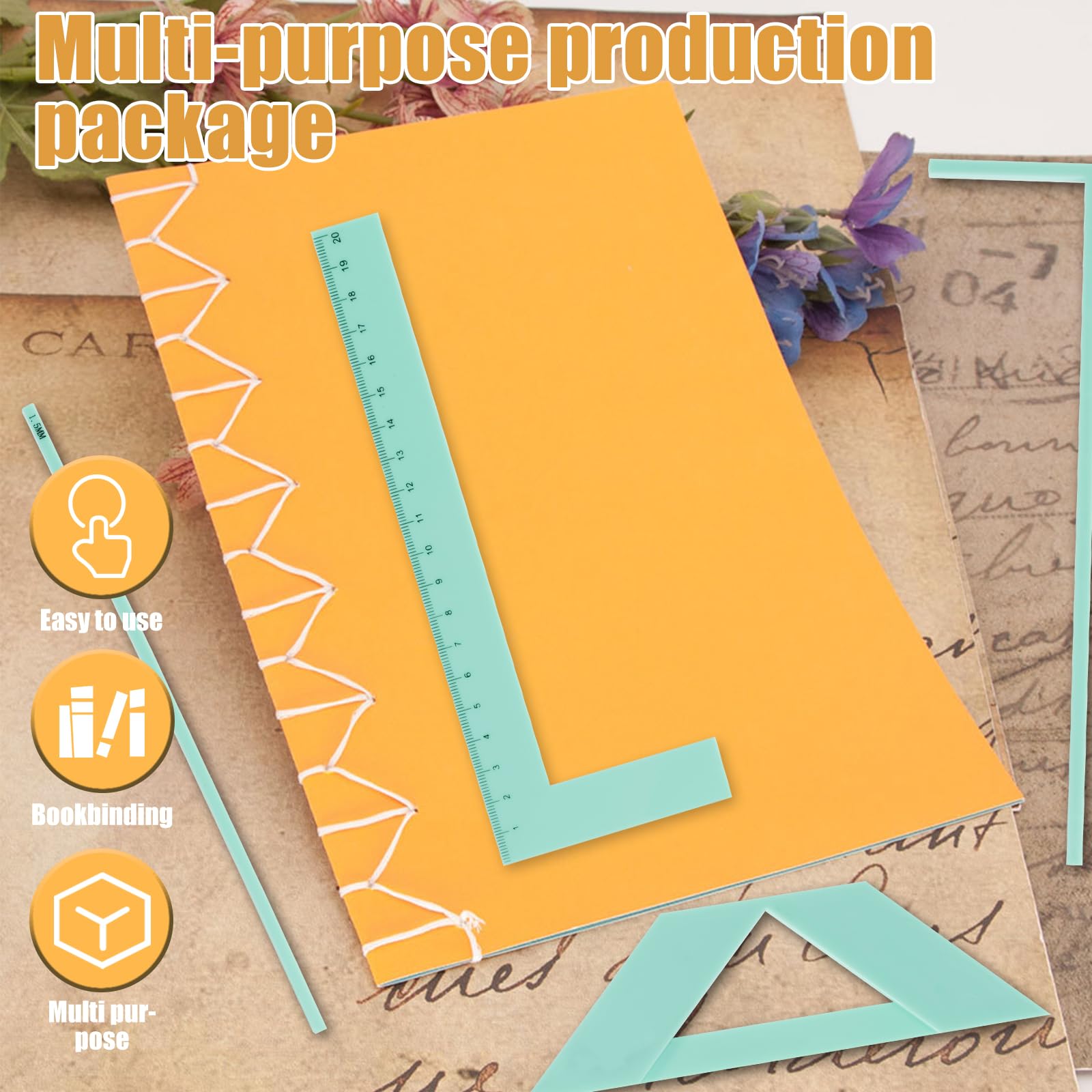 4/14 Pcs Bookbinding Easy Scrapbooking Tool, Journal Book Binding Punch Guide Set, Plastic Positioner Ruler, Convenient Binding Device, Book Binding Package for Handbook Cover Production (Style 1)