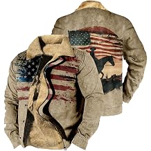 Cowboy Western Jackets for Men Long Sleeve Aztec Sherpa Fleece Lined Zip Up Ethnic Fashion Big And Tall Warm Coat
