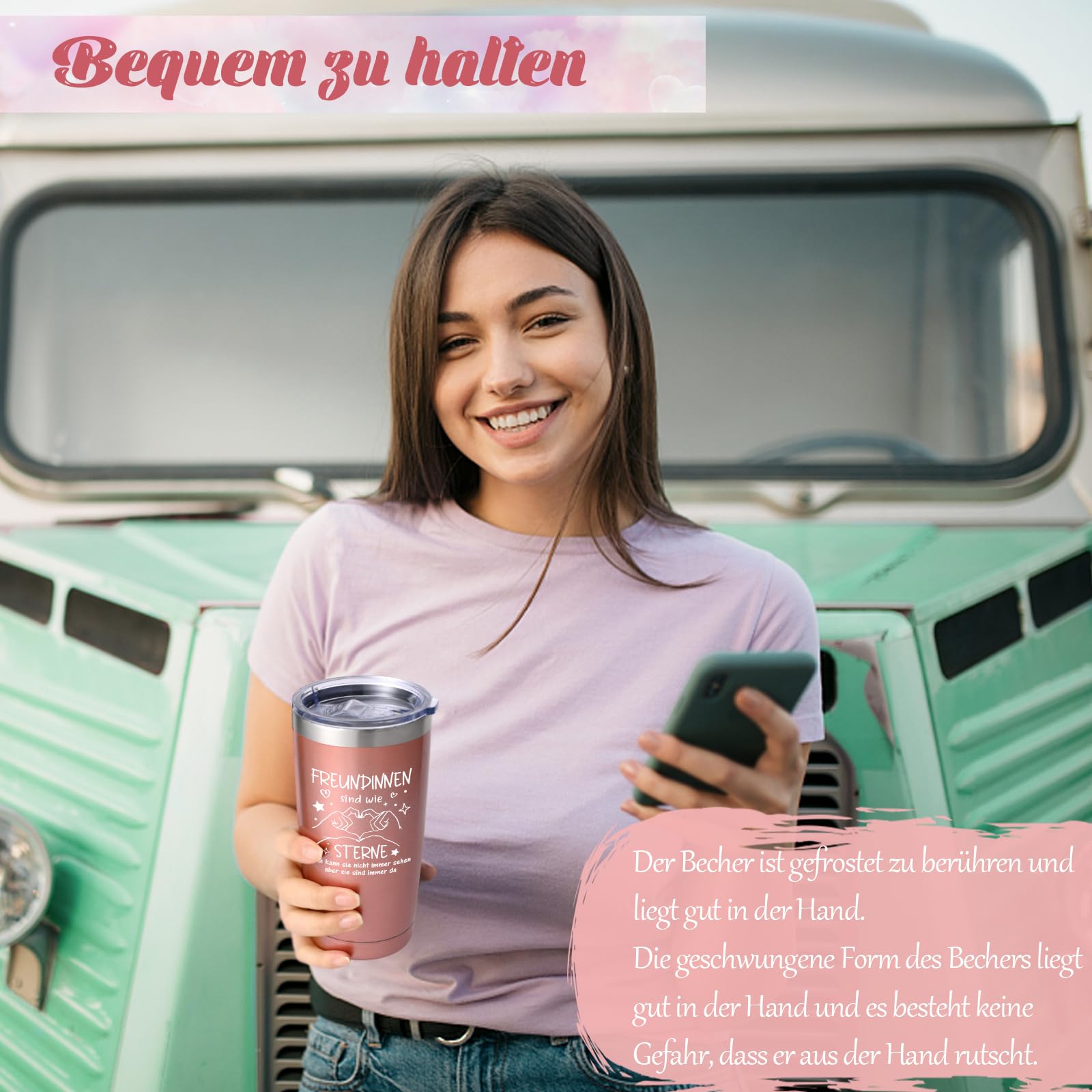 Cadeau D'anniversaire Et De Noël, Cadeau Intéressant Pour Femmes – Tasse à Café De 414 Ml Avec Inscription Imprimée En Or, Pour Mamans, Sœurs, Meilleures Amies, Tasse En Céramique, Rose