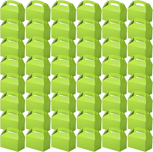 yptniginu 48 Pcs Party Favor Treat Boxes Gable Paper Gift Box Candy Snack Goodie Cake Treat Boxes for Birthday Wedding Party Favors (Green)