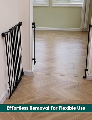 Miniatura 2 de Babelio Puerta para bebéperro sin barra inferior de 29-43 pulgadas para escaleras y puertas, fácil de quitar e instalar, función de cierre
