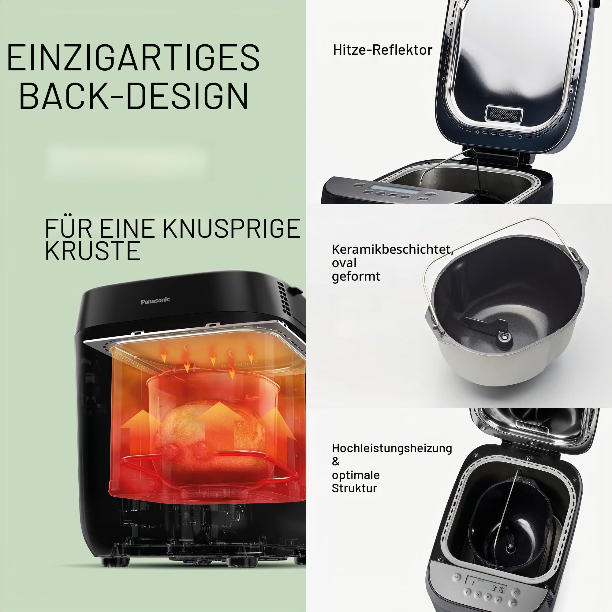Panasonic SD-ZF2010KXF | Brotbackautomat Croustina, knuspriges Brot, glutenfreies Programm, zwei Temperatursensoren, 18 Programme, 2 Brotstufen, 700 W, schwarz – Version FR