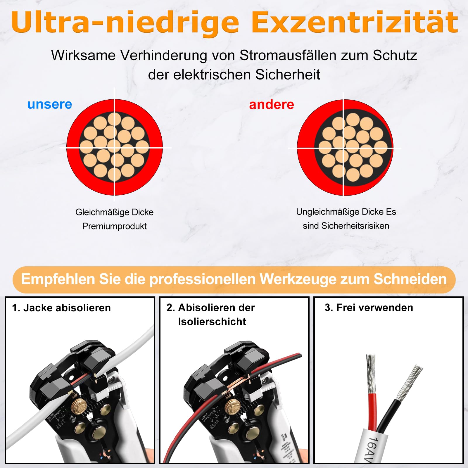 16AWG 2x1,5mm² 20Meter Elektrokabel 2-adrig Kabel, 5V/12V/24V Erdkabel Weiß Verzinnte Kupferkabel, 300V flexibel und weich Stromkabel hohe Temperaturbeständigkeit Verlängerungskabel 20m