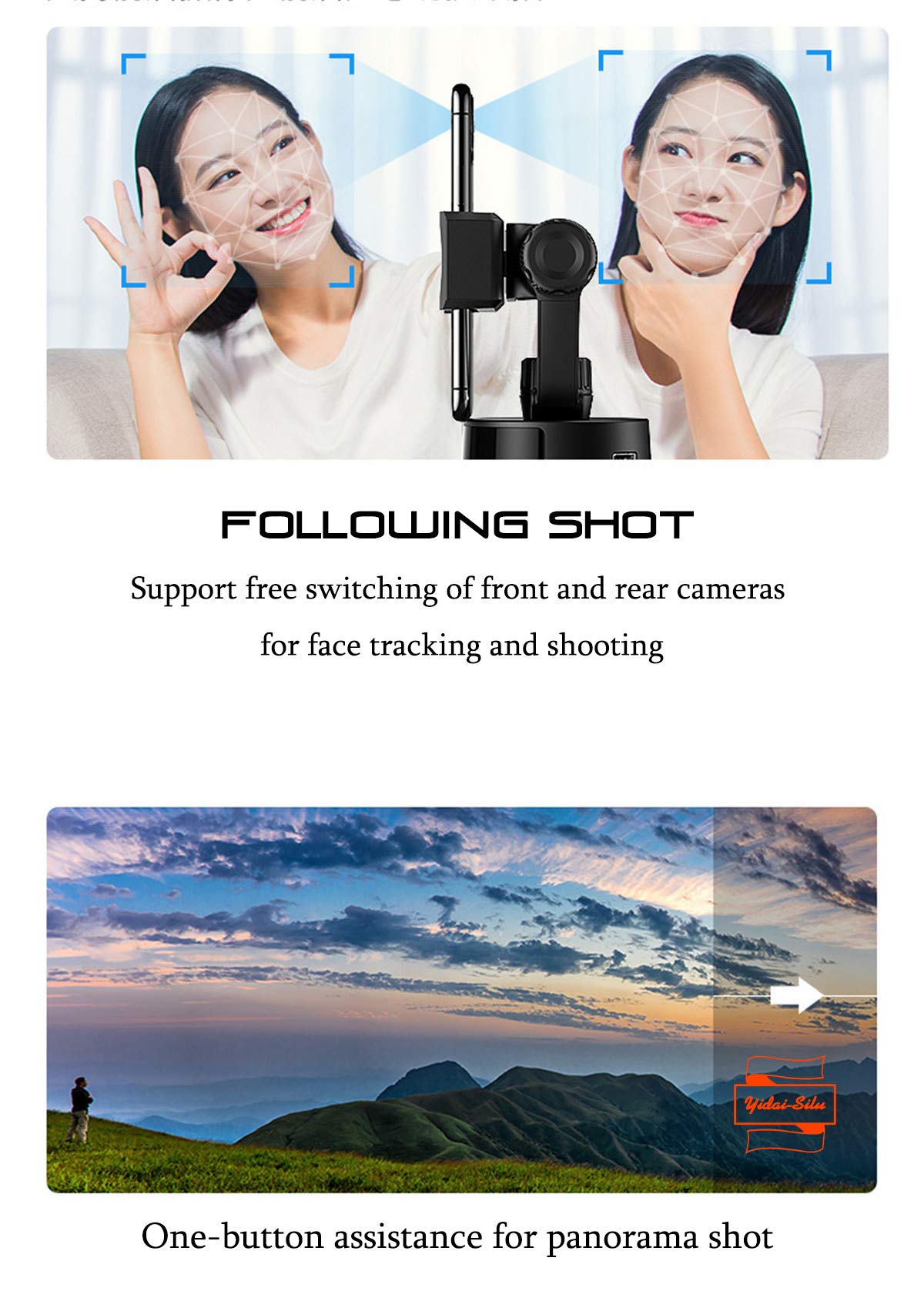 Przenośny gimbal do telefonu komórkowego (2 osi, obrót w poziomie 355 stopni, pojemność 1500 mAh) Stabilizator do smartfona, Selfie do iPhone'a/Sams/Huawei/nePlus itd., czarny