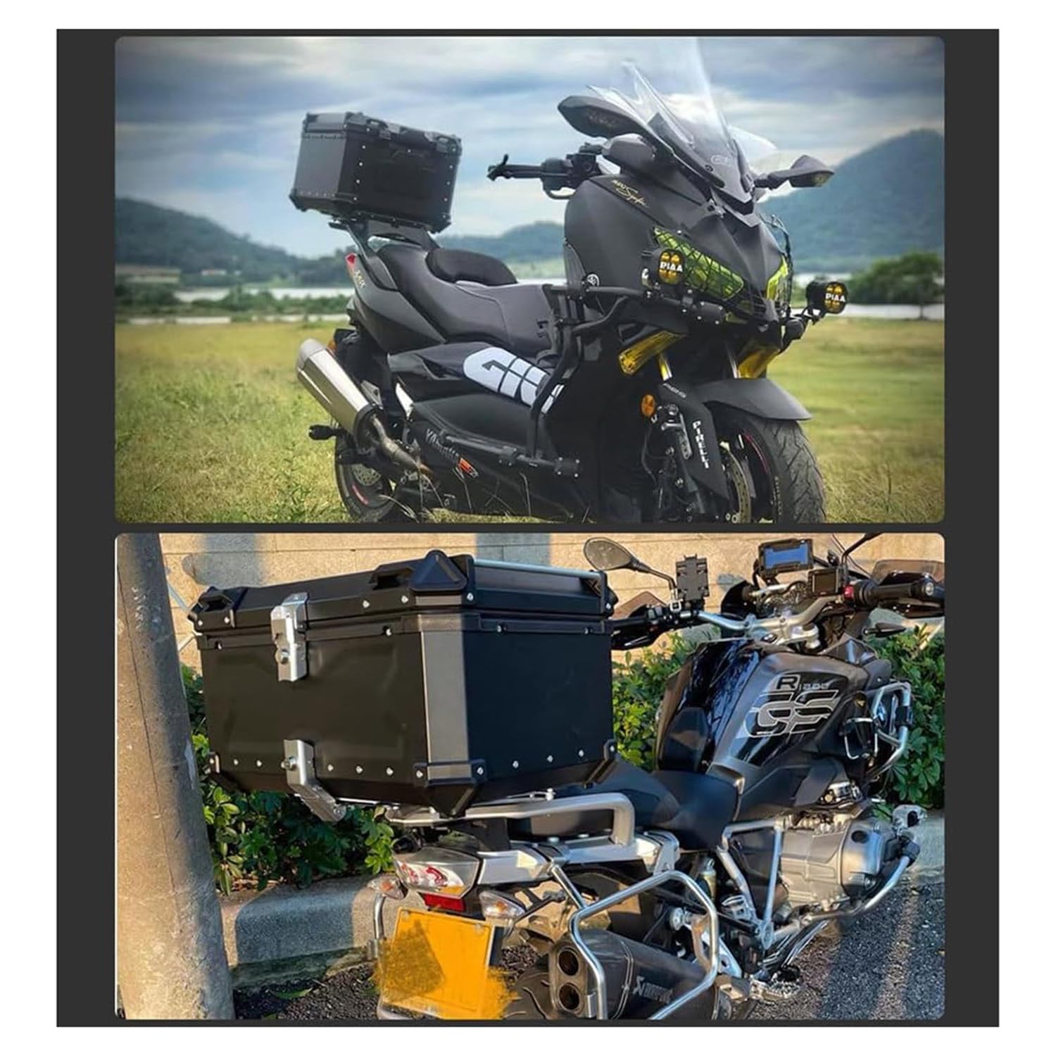 Walizka motocyklowa, skrzynka na bagażnik skutera, wodoodporna plastikowa walizka z osprzętem montażowym, możliwość przechowywania kasku,Black-36L