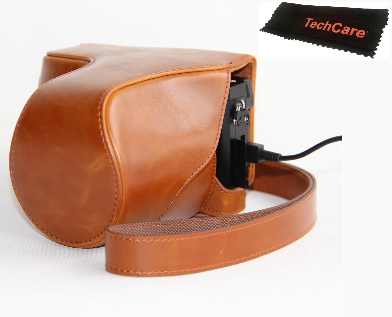 TechCare Sony A6300 Leather Case, Ever Ready Protective Leather Camera Case Bag Cover for Sony Alpha A6000, A6300 with 16-50mm Lens (Brown) Case for Sony A6000