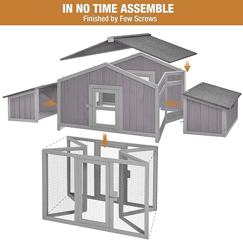 Miniatura 3 de Gallinero plegable grande para aves de corral gallinero de madera al aire libre con carrera caja de anidación en montaje sin tiempo