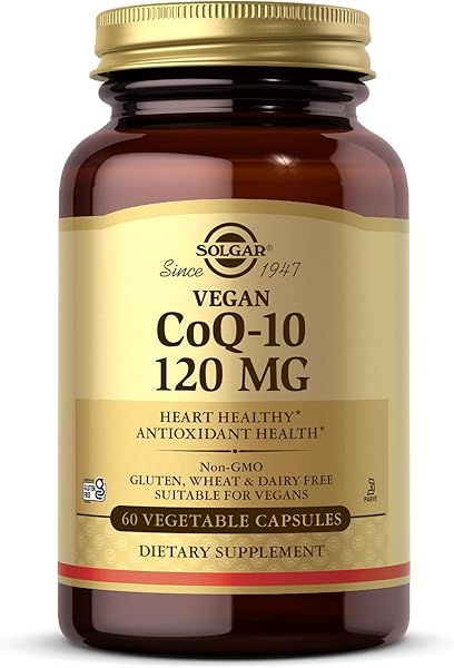 Solgar Vegan CoQ-10 120 mg - 60 Vegetable Capsules - Antioxidant Health - Non-GMO, Gluten Free, Dairy Free, Kosher - 60 Servings