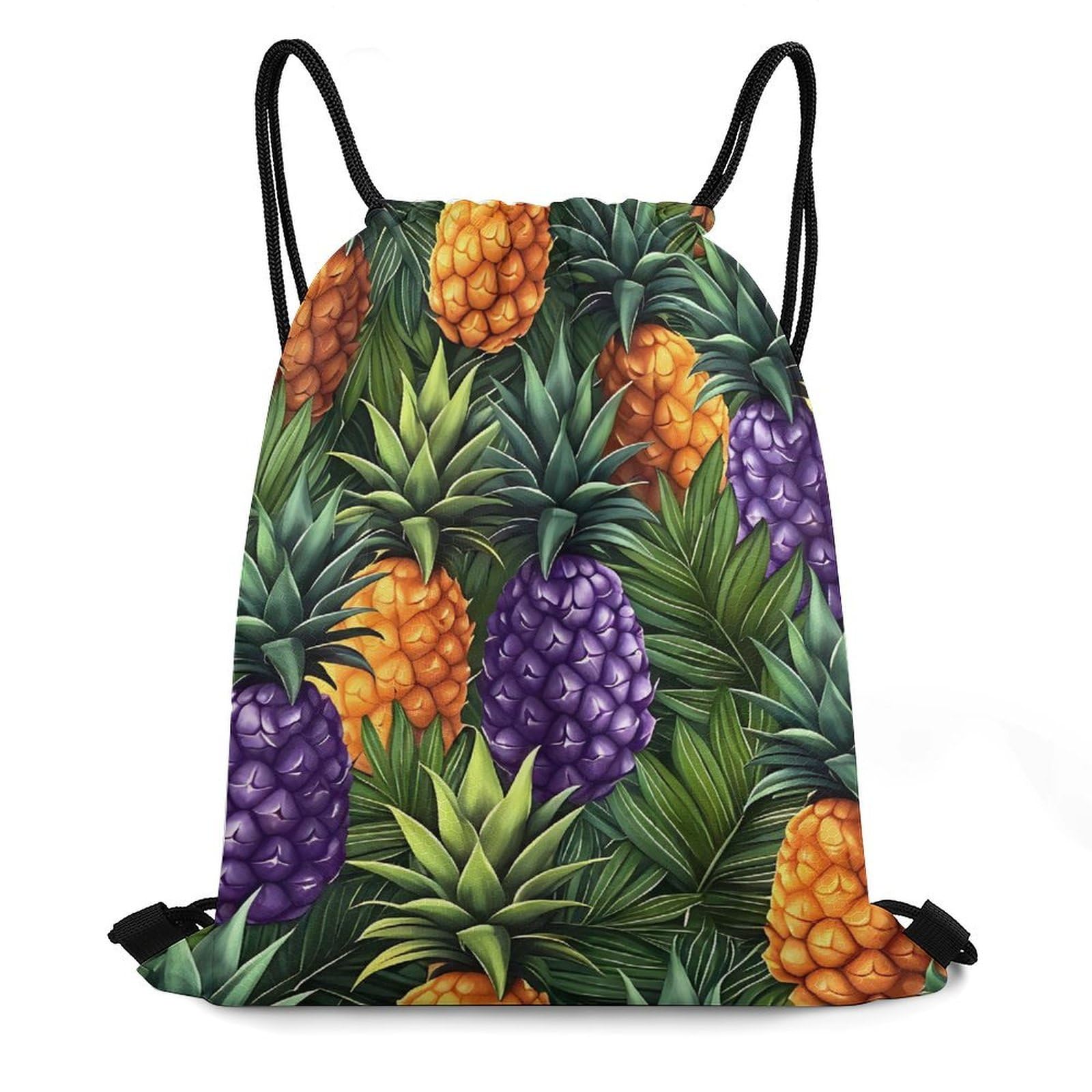 CASOWAT Tropical Pineapples Drawstring Backpack, Lightweight Daypack for Men Women Fit Travel, Sports, Gym, Travel And Beach 16x14 IN