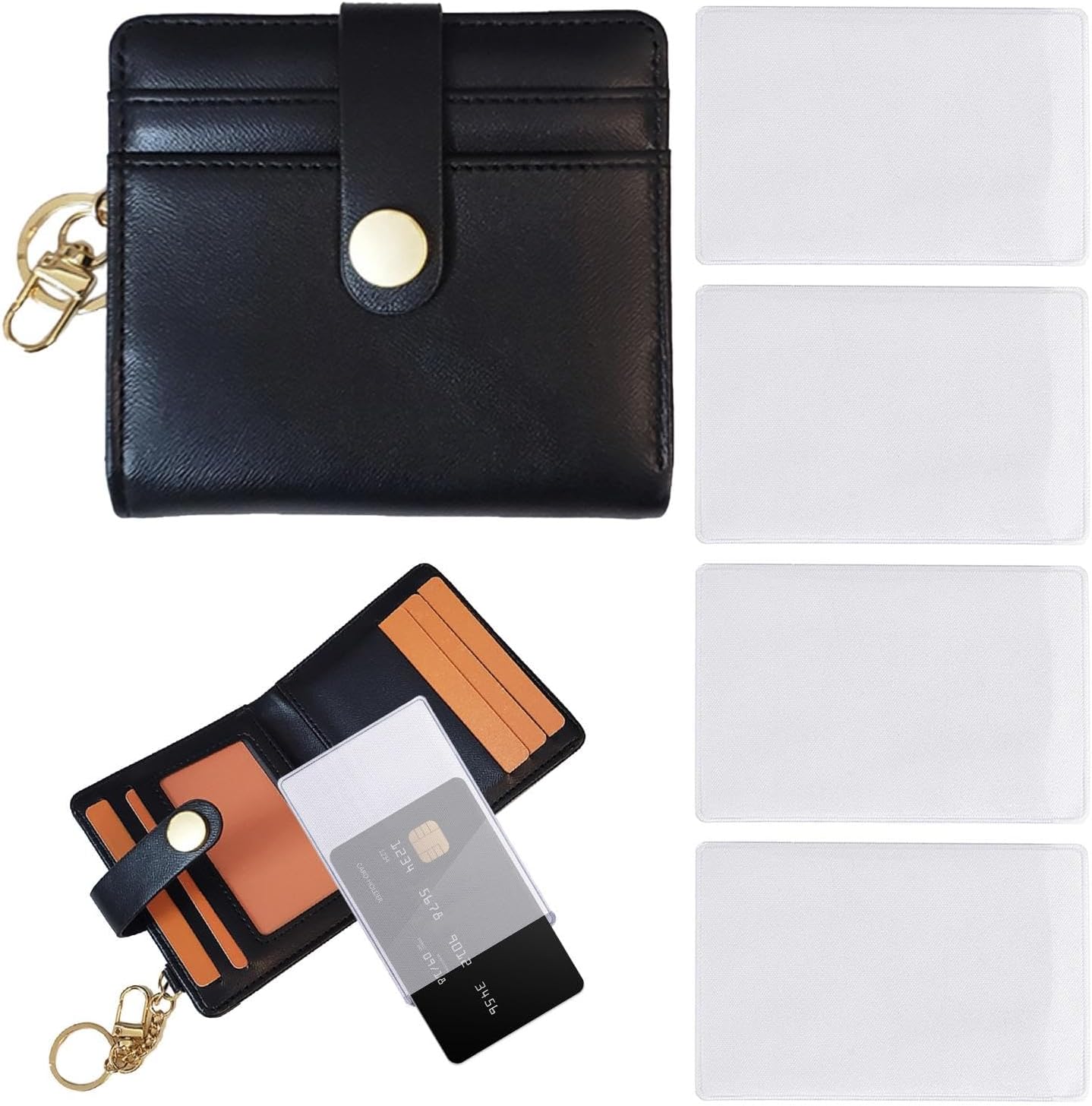 1 Piece Mini Wallet with 4 Transparent Card Holders, Simple Short Wallet, Card Holder Bag for Women, Mini Key Chain Bag, Small Pocket Wallet