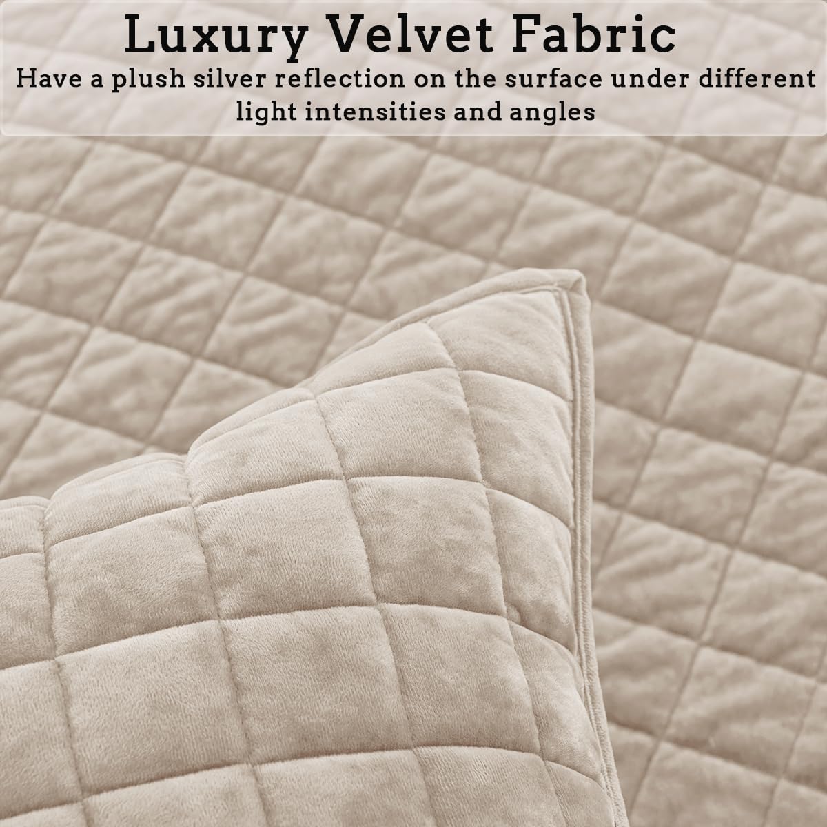 Luxurious Velvet King Quilt Set - Beige -4