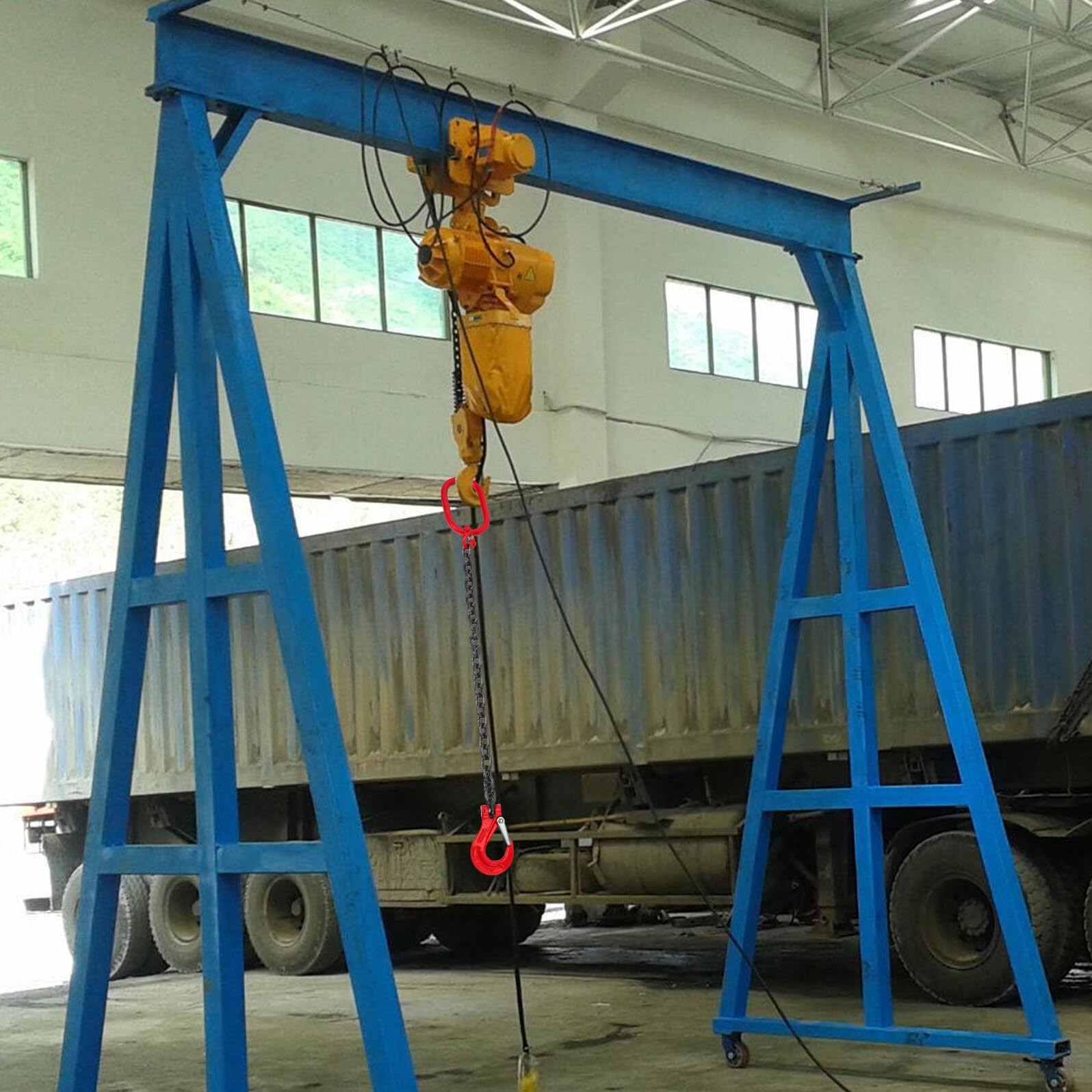 Veemoon Eslinga de Cadena de Elevación Duradera con Gancho de Agarre Capacidad 1 Tonelada Longitud 125 Metros Eslinga de Cadena de Elevación Profesional Sola Pata para Uso Industrial