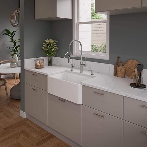 Miniatura 3 de ALFI brand ABF3018-W Fregadero de cocina, 30 pulgadas de largo x 18 pulgadas de ancho x 10 pulgadas de alto, blanco