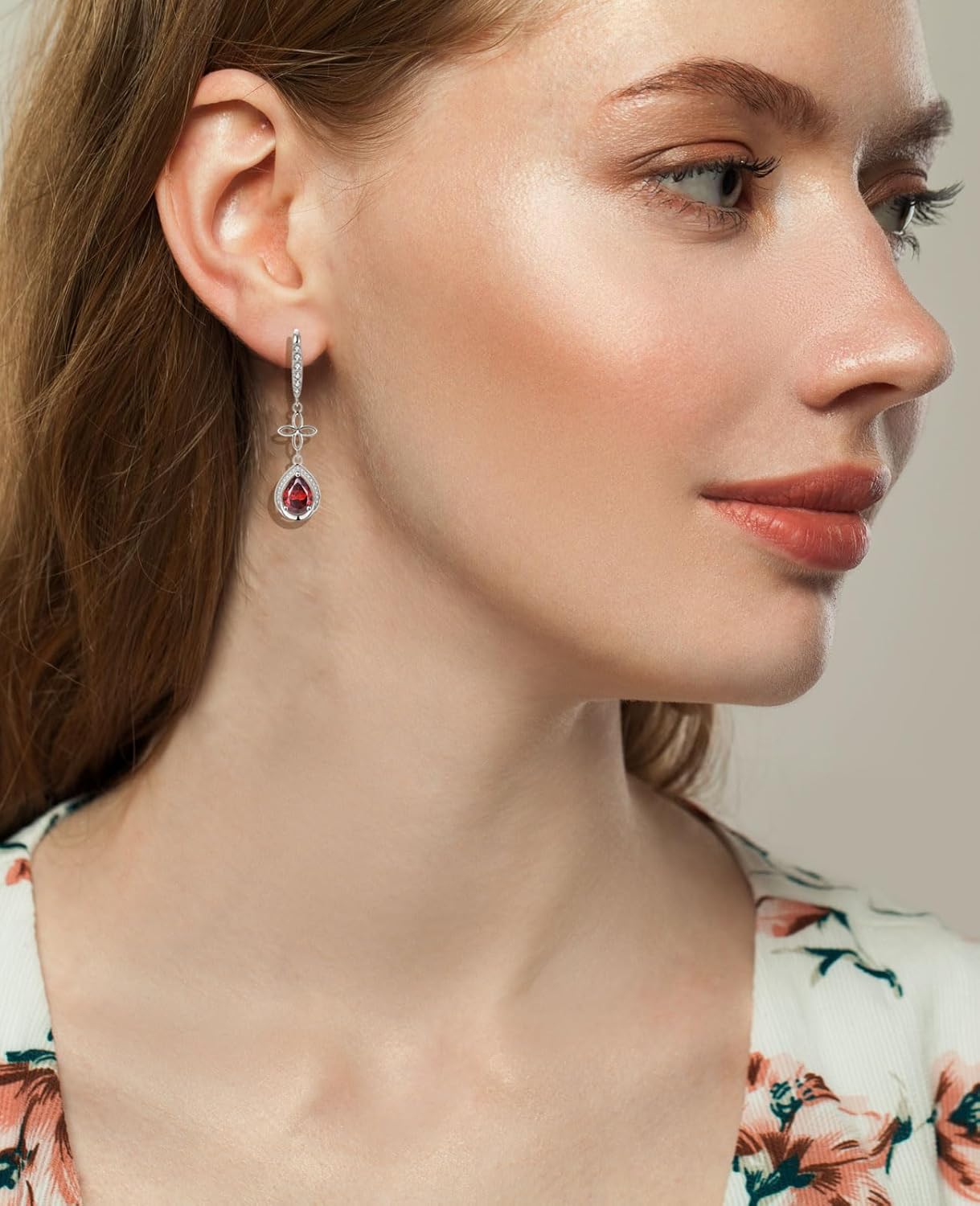 Fahonie Sterling Silver Long Drop Earrings with Cubic Zirconia Leverback Dangle Earrings Birthstone Cross Jewelry Gifts for Women - Image 2