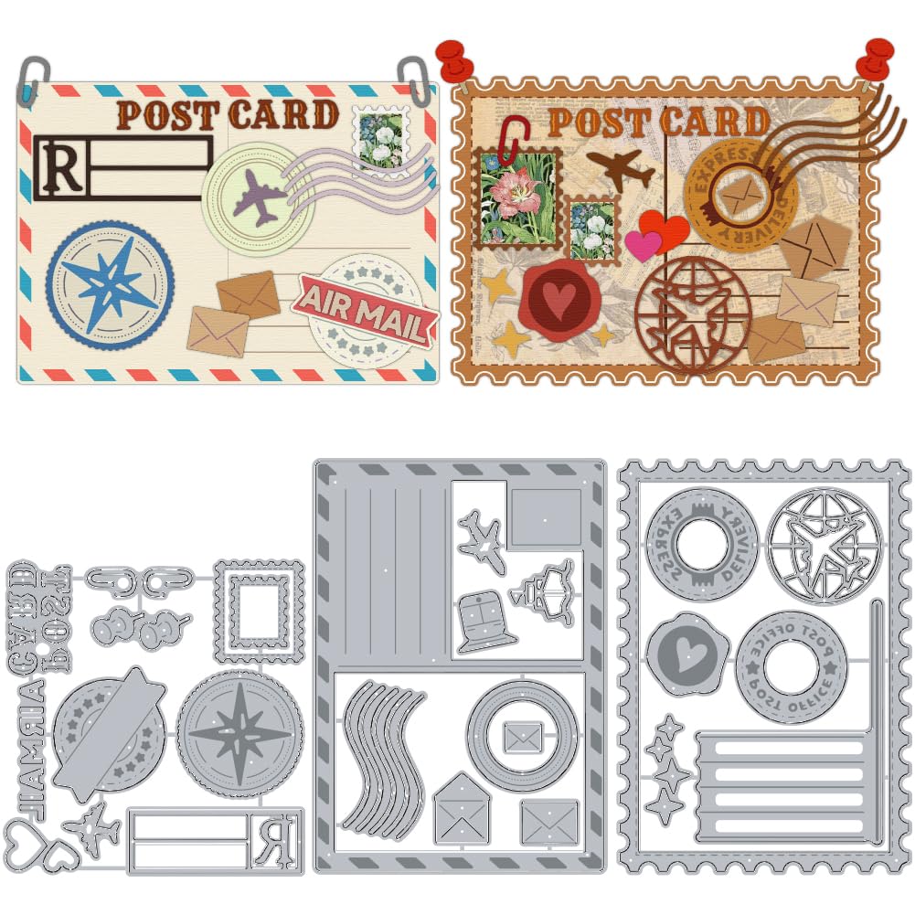 DELORIGIN Postcard Cutting Dies Stamp Frame Card Making Die Stencil Envelope Carbon Steel Die Cuts Card Scrapbooking Embossing Template Dies for Birthday Wedding Paper Craft Album Invitation Decor