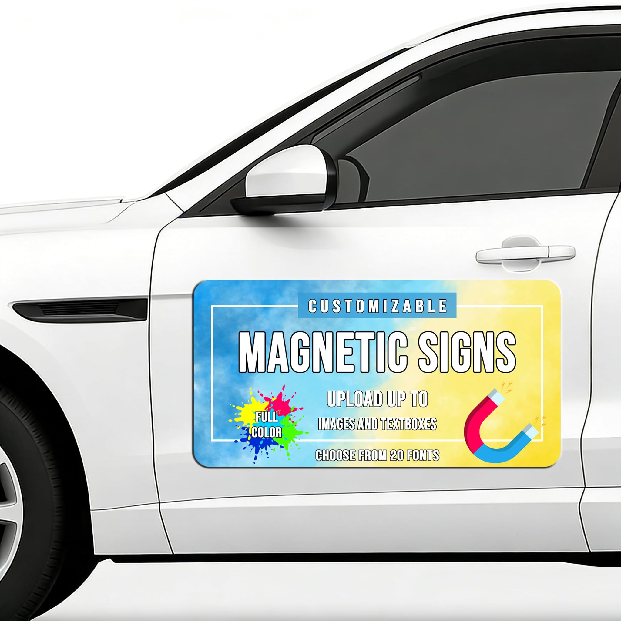 Autocollants magnétiques personnalisés, Aimant de Voiture avec Texte/Logo/Image, Résistant Intempéries Réutilisable - 30 x 30 CM