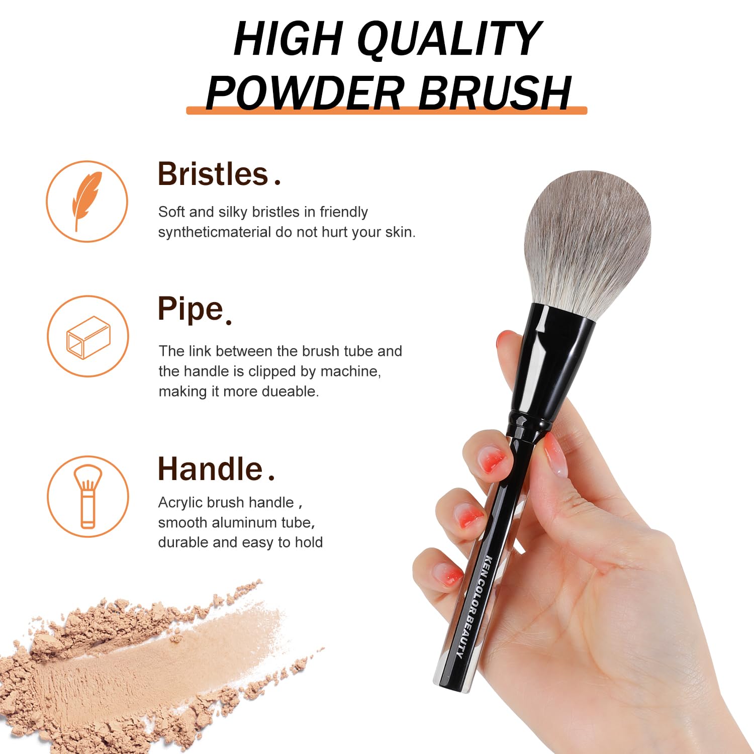 KENCOLOR Premium - Juego de brochas de maquillaje de 13 piezas con bolsa de viaje de poliuretano, mango acrílico de alta gama, cerdas sintéticas suaves y naturales, densas y no absorbentes, para una