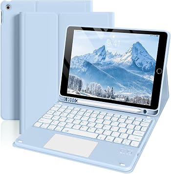 JKSML Touchpad Keyboard Case for iPad 10.2 Inch 9th/8th/7th Gen, Blue