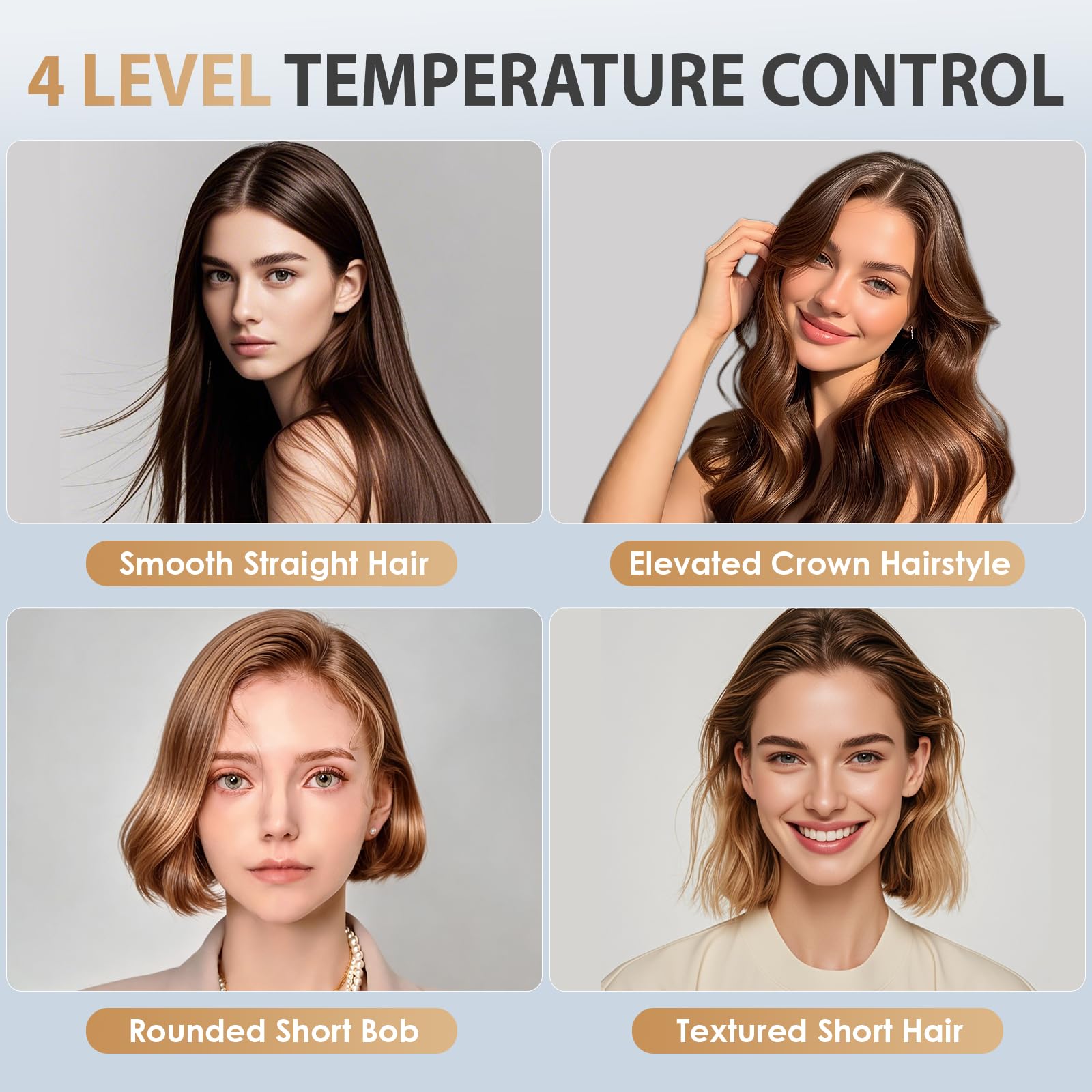 Mini Haarglätter Bürste, Tragbare Glättbürste Kabellos, Professionelles Haarwerkzeug zum Stylen, 4 Temp Einstellungen (140℃-200℃) & Verbrühungsschutz, Ionen Haarglätter für Alle Haarlängen