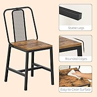 Vista 7 de Dining Chairs Set of 4, Wooden Kitchen Chairs, Farmhouse Dining Chairs with Back Support, for Living Room, Kitchen, Rustic Brown and Black CY01L4BRN1