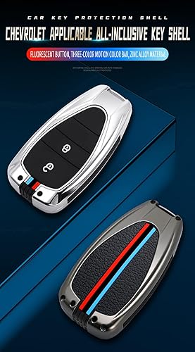 Miniatura 3 de ontto Funda para llavero de 3 botones para llave de Chevy, cubierta metálica antiarañazos, duradera para llaves de automóvil, compatible con
