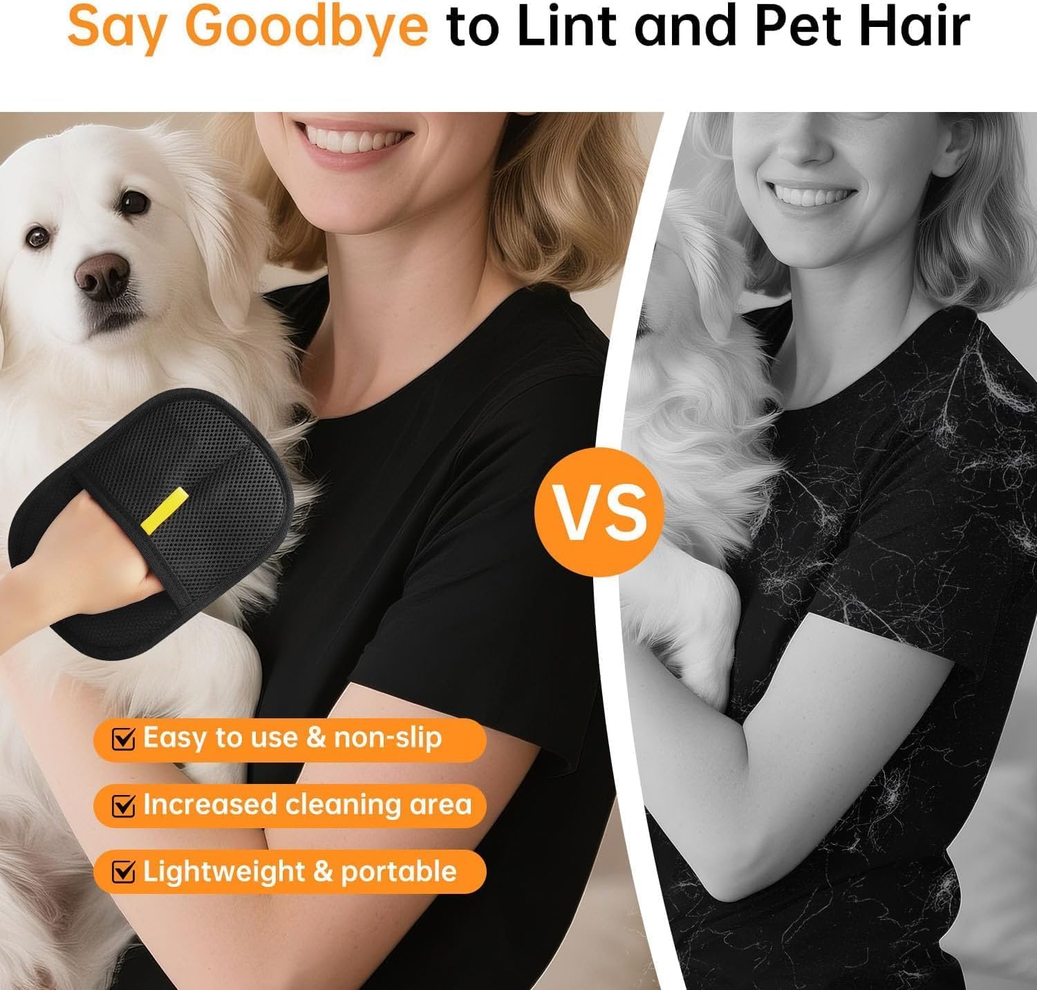 SKYBUCKET Pet Hair Removal Glove for Cats & Dogs, 2025 Newly Upgraded Five-Finger Electrostatic Pet Hair Gloves, Reusable Pet Hair Remover Tool for Clothing, Couch, Carpet, Cat Grooming Gloves-1 PCS 3