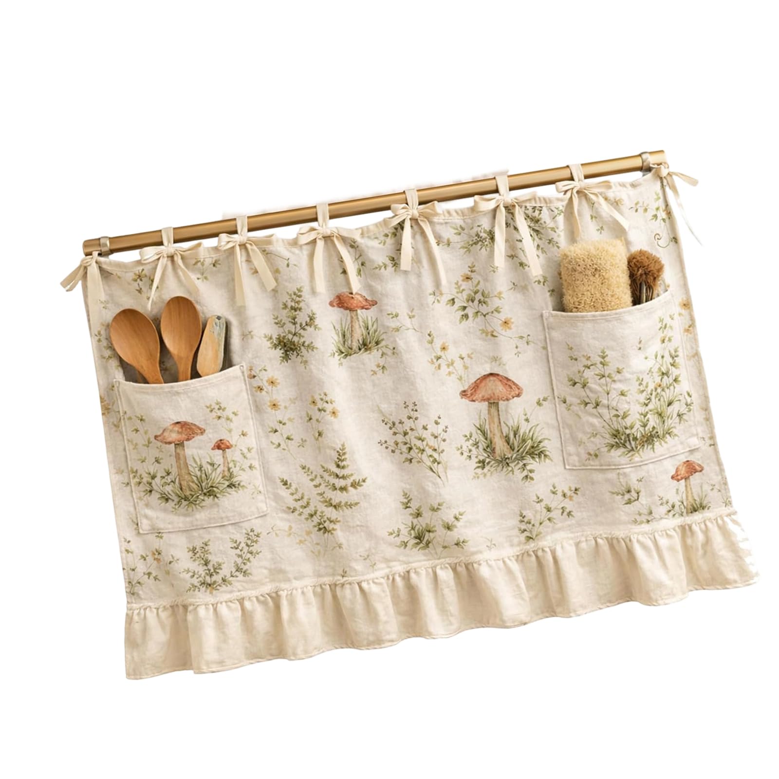 our fave Ruffled Trim Oven Skirt Cover with Pocket Ribbon Ties Cabinet Dishwasher Curtain for Kitchen Decors Oven Skirt Curtain with Pocket
