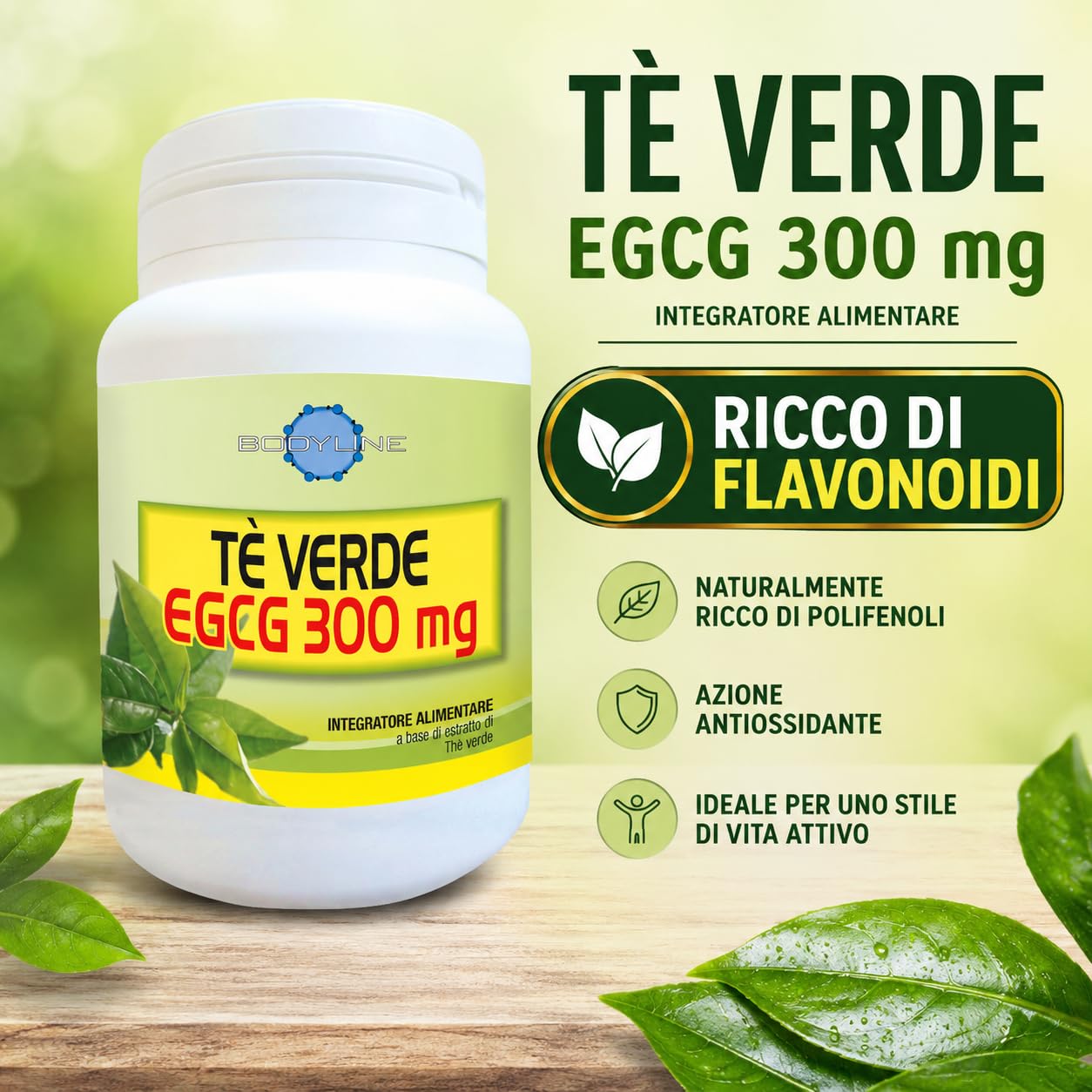 Tè Verde EGCG 90% – Alta Concentrazione 300mg per Capsula – Integrine – Ricco di Flavonoidi e Catechine – Elevata Purezza – Alta Concentrazione di Flavonoidi Naturali