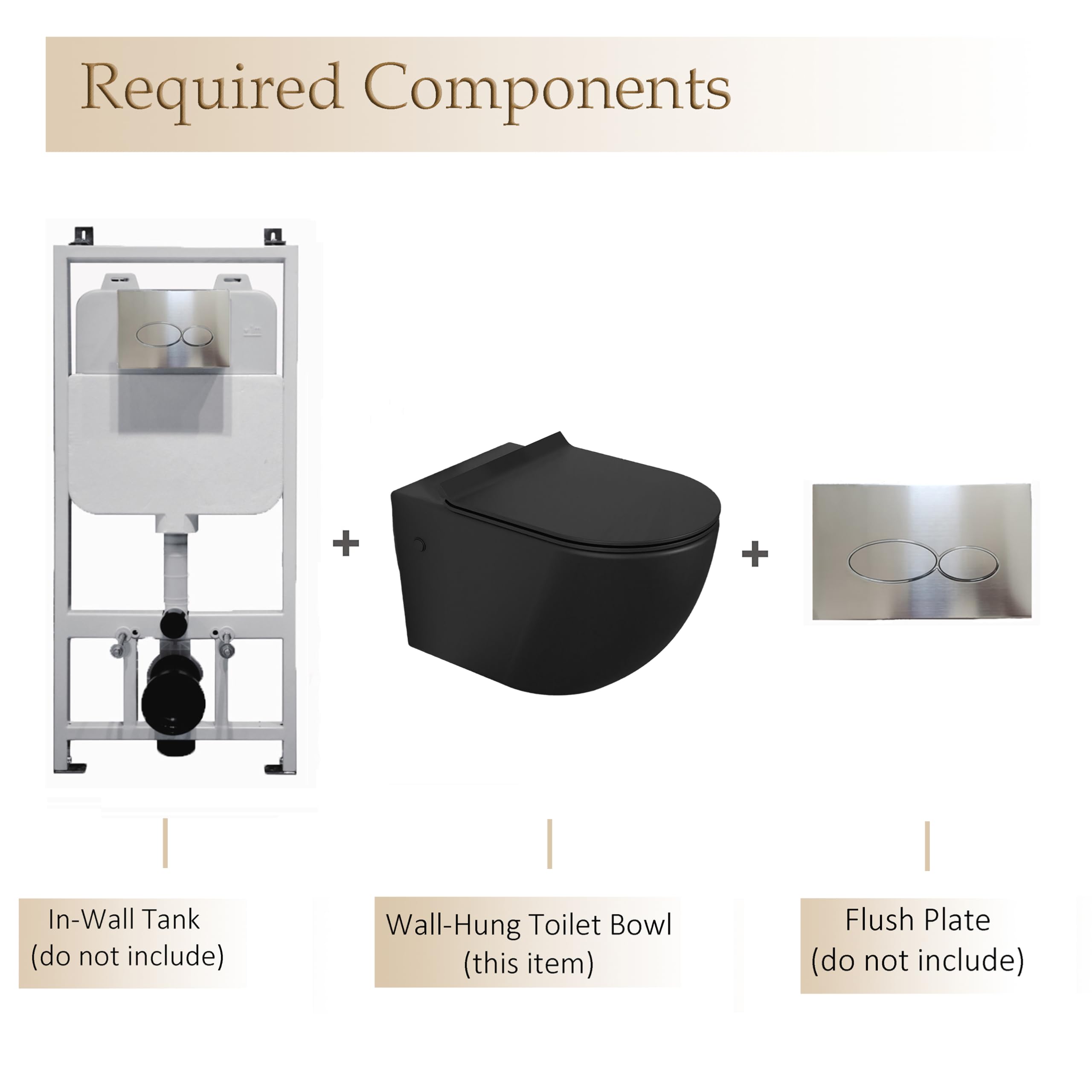 MEJE Wc autoportante con rivestimento nano senza telaio Wc sospeso in ceramica nera