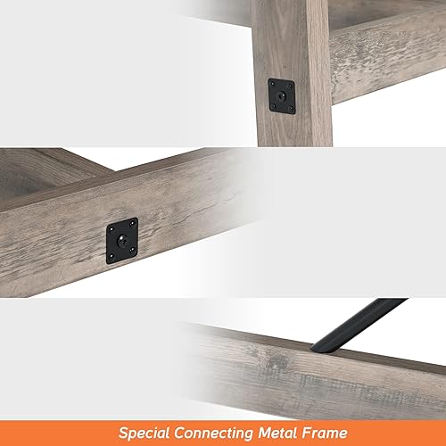 Miniatura 4 de WAMPAT Mesa de comedor de granja para 4 a 6 personas con patas de madera resistentes, mesa de cocina rectangular de madera moderna de 67.7 pulgadas