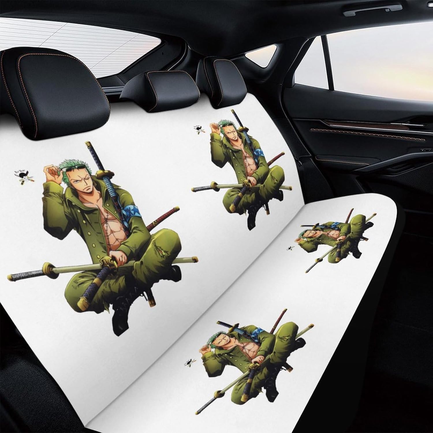 ワンピース ゾロ十郎 アニメ カーシートカバー 車シートカバー 後部座席用 シート保護 おしゃれ カー用品 軽/普通車 汎用 後席ク