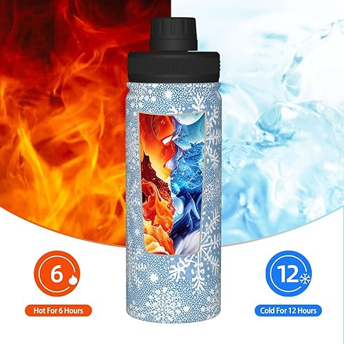 Miniatura 6 de Yioniii Moon and Stars - Botella de agua deportiva a prueba de fugas, 18 onzas, acero inoxidable duradero de doble pared, botellas de gimnasio,