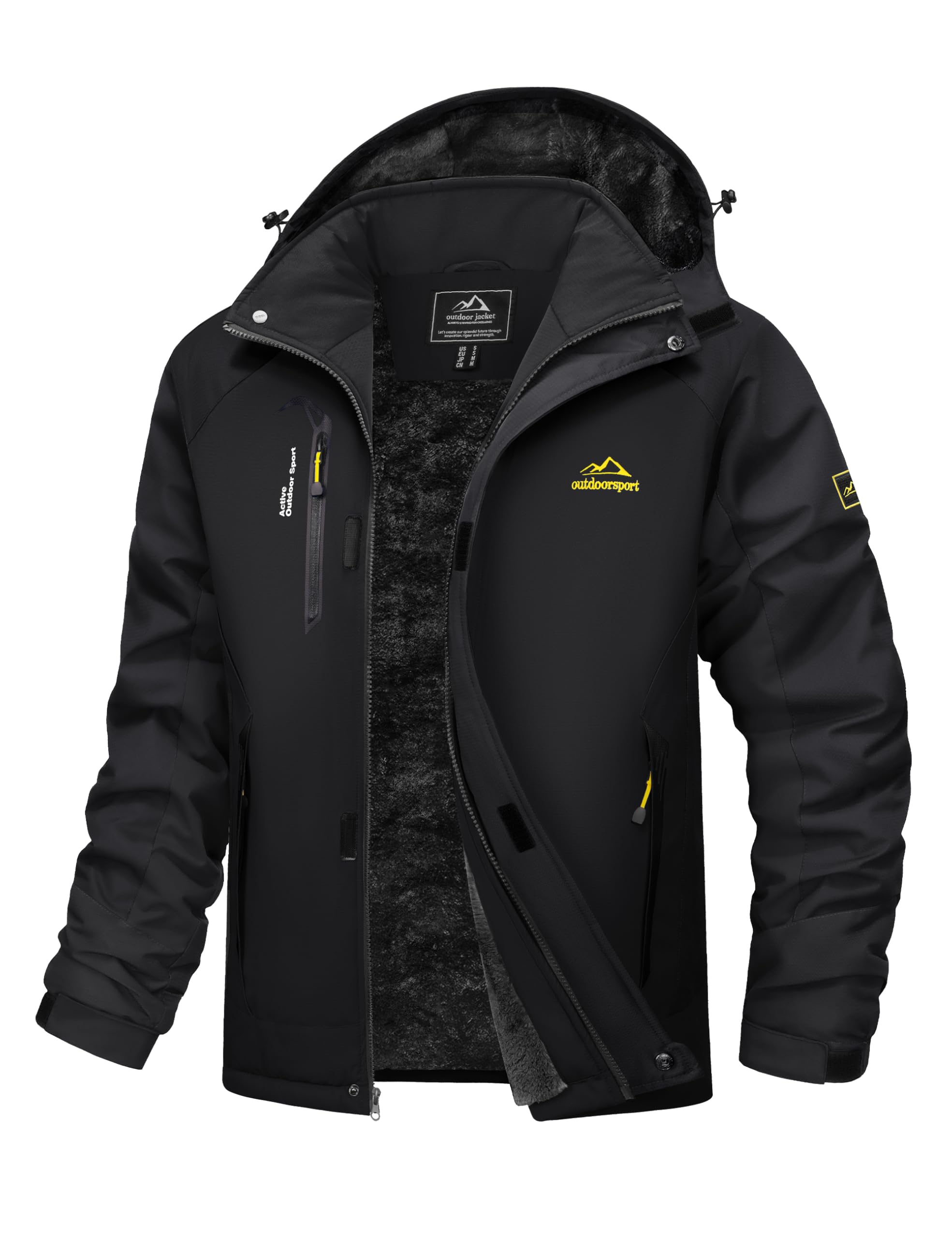 MAGCOMSEN Mens Winter Ski Jacket Snow Water Resistant Jackets Warm Fleece Coats Snowboard Work Insulated Parka Raincoat