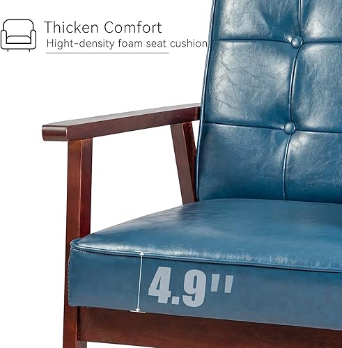 Miniatura 4 de Okeysen Juego de 2 sillas decorativas, sillón retro de tela moderna de mediados de siglo para sala de estar, sofá individual de madera maciza con