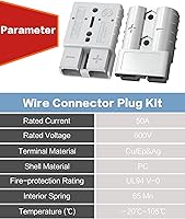 Vista 4 de IZTOSS Conector Anderson de 50 A con cable 6AWG para cable de calibre 6 a 12, conector rápido de batería, montacargas, enchufe, remolque