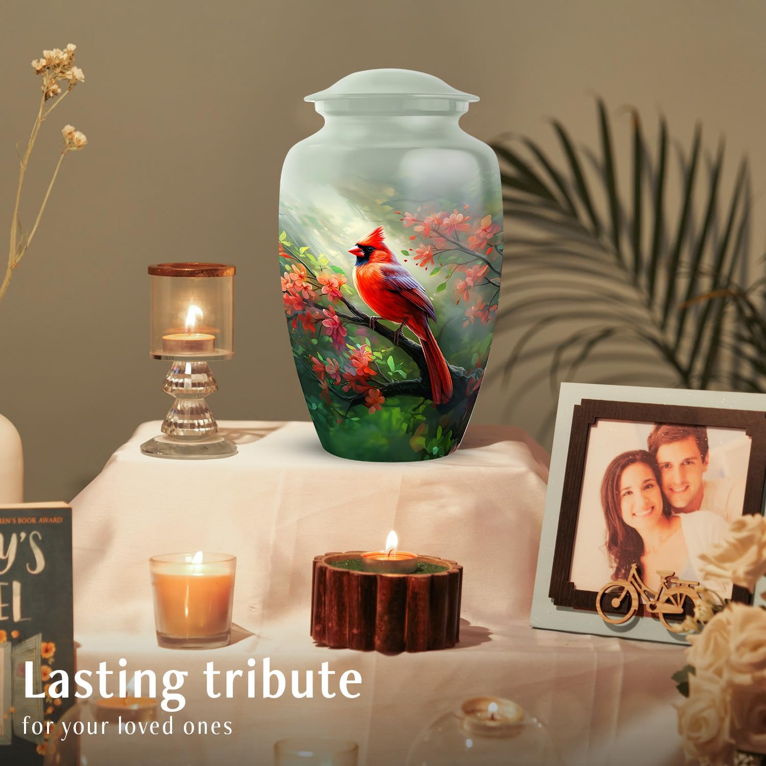 Red Cardinal Urn for Ashes for Women - Decorative Urns for Human Ashes - Cardinal Cremation Urn - Adult Large Urn for Mom and Dad 10inch and 200 Cubic Inches