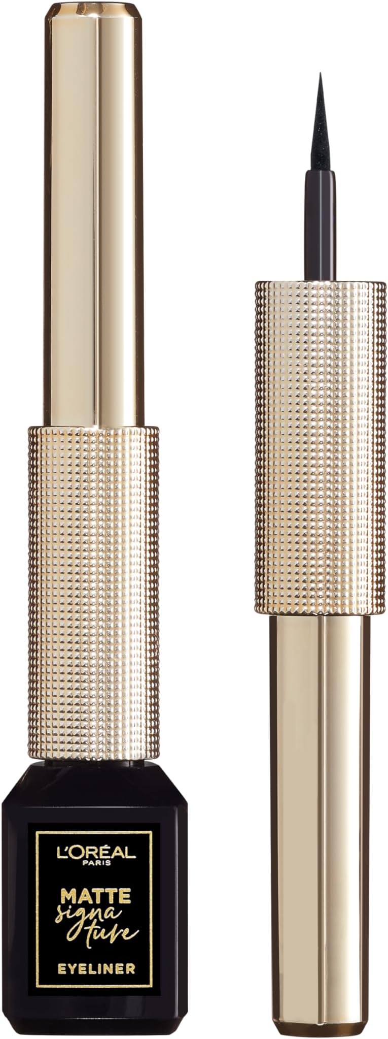 L'Oréal Paris Matte Signature Liquid Eyeliner, Waterproof, Super Intense Color, Ultra-Precise Felt Tip & Textured Grip for Effortless Control, Shade: 01 Black