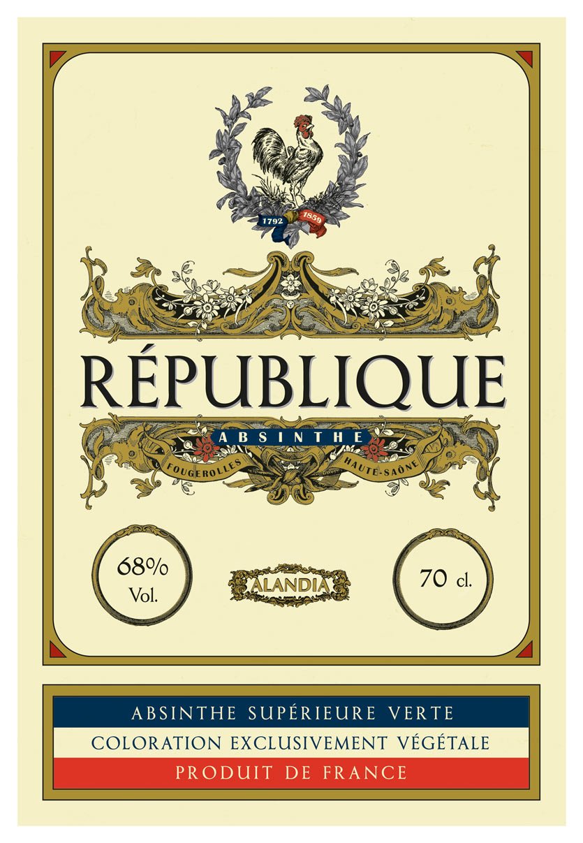 Absinth République von ALANDIA | Premium Qualität mit Weinalkohol destilliert | Original aus Frankreich | 68% Vol. | | (1x 0,7 l)